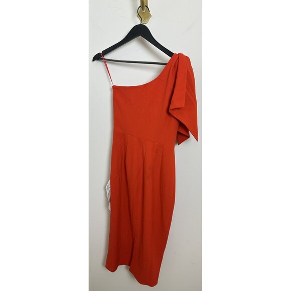 DRESS THE POPULATION Tiffany One-Shoulder Midi Dress in Poppy Size Small NWT - Picture 9 of 12